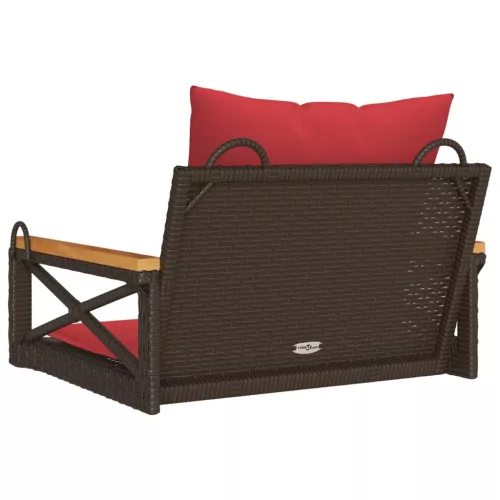  barna polyrattan hintapad párnákkal 63 x 62 x 40 cm