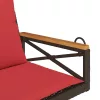  barna polyrattan hintapad párnákkal 63 x 62 x 40 cm