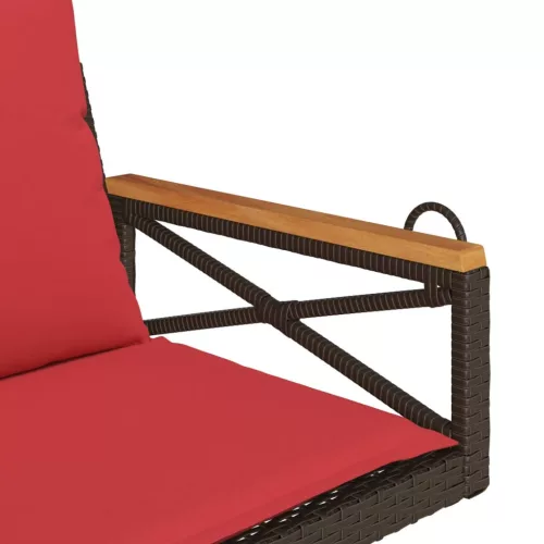  barna polyrattan hintapad párnákkal 63 x 62 x 40 cm