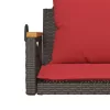  barna polyrattan hintapad párnákkal 63 x 62 x 40 cm