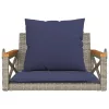  szürke polyrattan hintapad párnákkal 63 x 62 x 40 cm