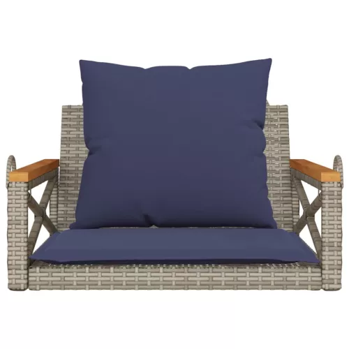 szürke polyrattan hintapad párnákkal 63 x 62 x 40 cm