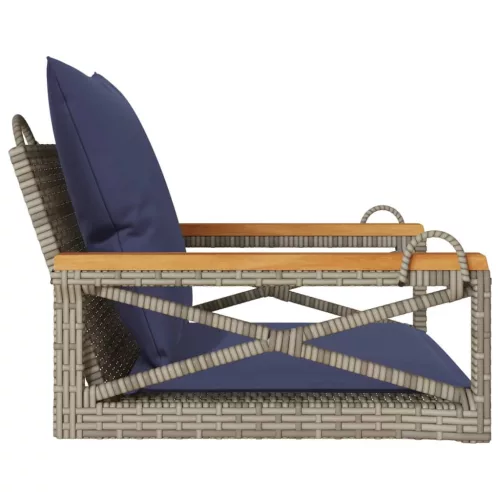  szürke polyrattan hintapad párnákkal 63 x 62 x 40 cm