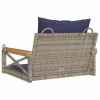  szürke polyrattan hintapad párnákkal 63 x 62 x 40 cm