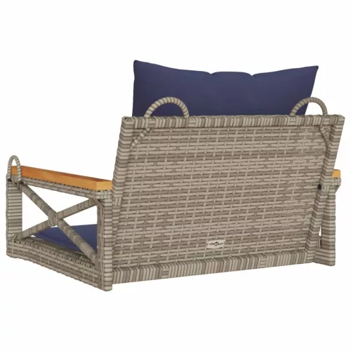  szürke polyrattan hintapad párnákkal 63 x 62 x 40 cm