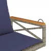  szürke polyrattan hintapad párnákkal 63 x 62 x 40 cm