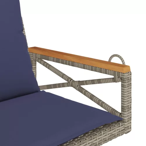  szürke polyrattan hintapad párnákkal 63 x 62 x 40 cm