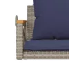  szürke polyrattan hintapad párnákkal 63 x 62 x 40 cm