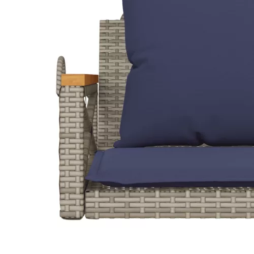  szürke polyrattan hintapad párnákkal 63 x 62 x 40 cm