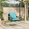  fekete polyrattan hintapad párnákkal 63 x 62 x 40 cm