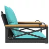  fekete polyrattan hintapad párnákkal 63 x 62 x 40 cm