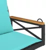  fekete polyrattan hintapad párnákkal 63 x 62 x 40 cm