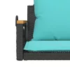  fekete polyrattan hintapad párnákkal 63 x 62 x 40 cm