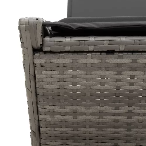  szürke polyrattan dupla napozóágy párnával
