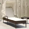  barna polyrattan napozóágy tetővel
