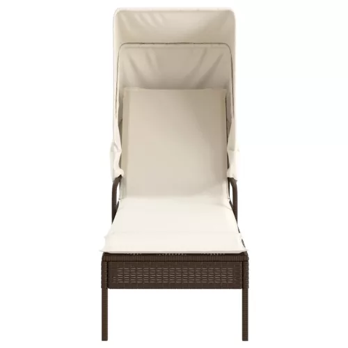  barna polyrattan napozóágy tetővel