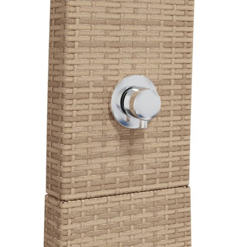  bézs polyrattan és akácfa kültéri zuhanyzó 55 x 60 x 224 cm