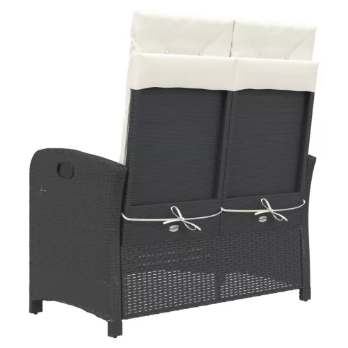  fekete polyrattan dönthető kerti pad párnával