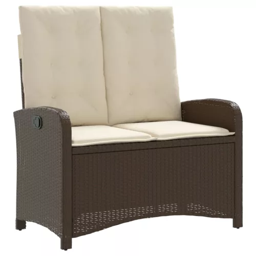  barna polyrattan dönthető kerti pad párnával
