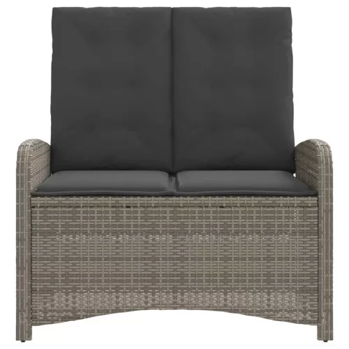  szürke polyrattan dönthető kerti pad párnával