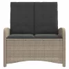  világosszürke polyrattan dönthető kerti pad párnával