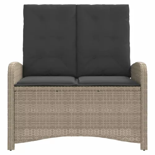  világosszürke polyrattan dönthető kerti pad párnával