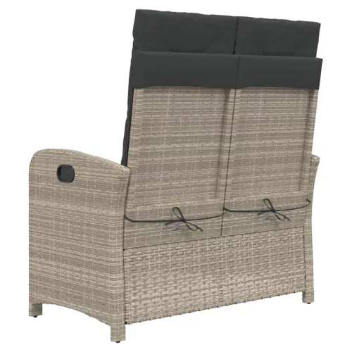  világosszürke polyrattan dönthető kerti pad párnával