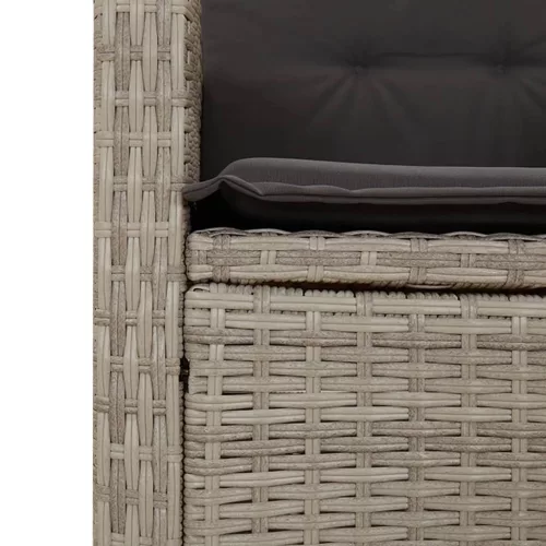  világosszürke polyrattan dönthető kerti pad párnával