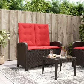  barna polyrattan dönthető kerti pad párnával