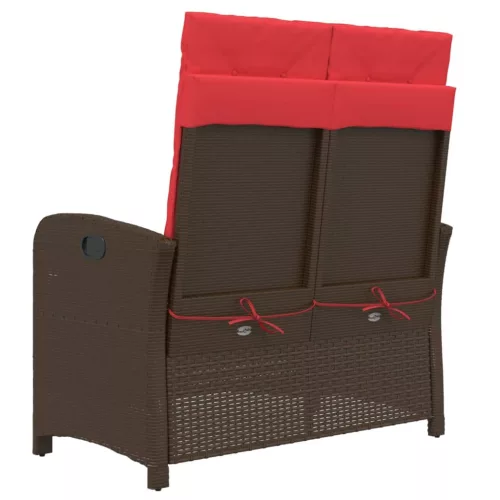  barna polyrattan dönthető kerti pad párnával