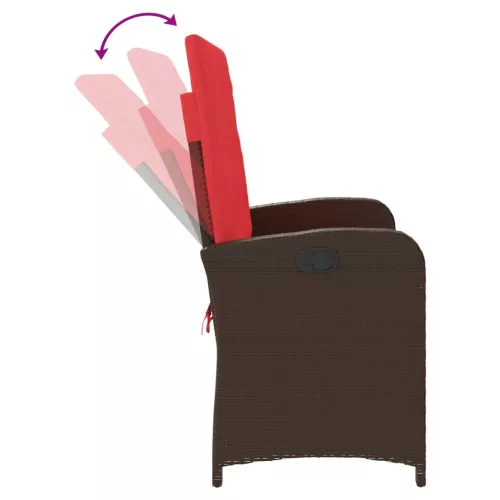  barna polyrattan dönthető kerti pad párnával
