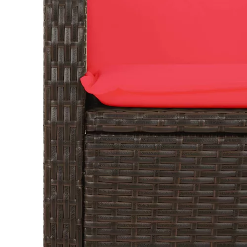  barna polyrattan dönthető kerti pad párnával
