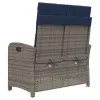  szürke polyrattan dönthető kerti pad párnával