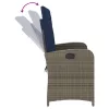  szürke polyrattan dönthető kerti pad párnával