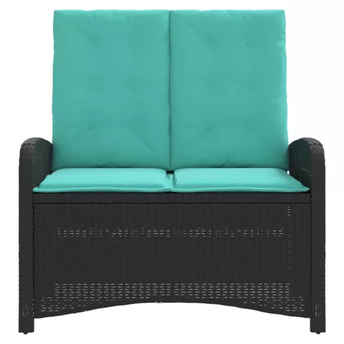  fekete polyrattan dönthető kerti pad párnával