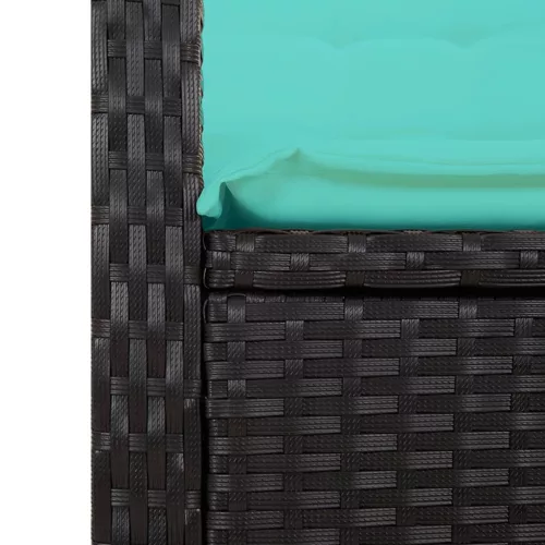  fekete polyrattan dönthető kerti pad párnával