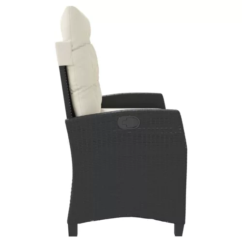  fekete polyrattan dönthető kerti pad párnával