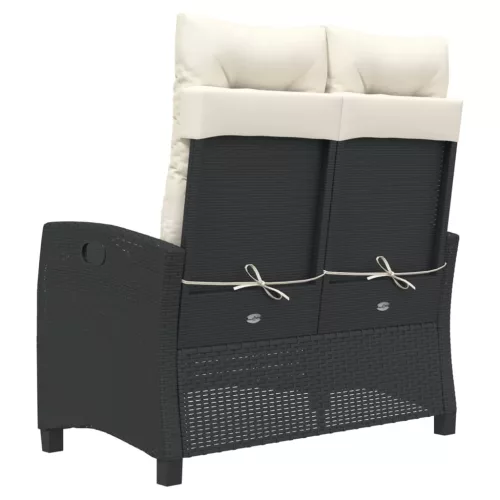 fekete polyrattan dönthető kerti pad párnával