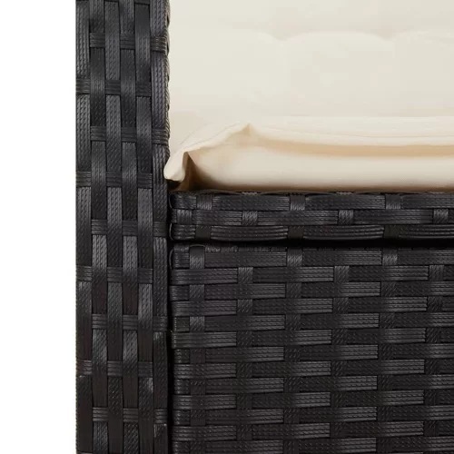  fekete polyrattan dönthető kerti pad párnával