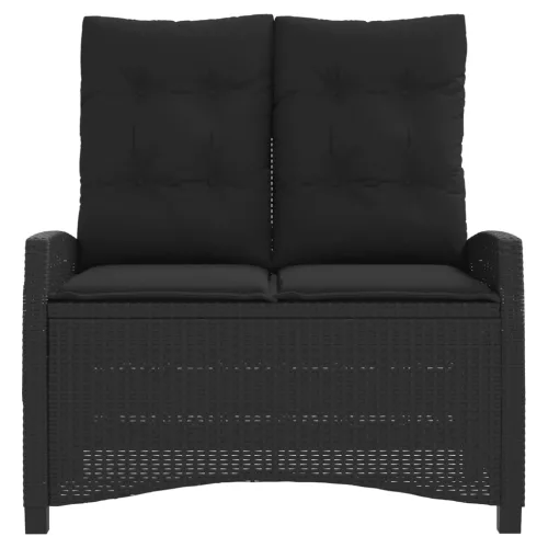  fekete polyrattan dönthető kerti pad párnával