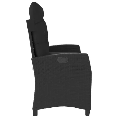  fekete polyrattan dönthető kerti pad párnával