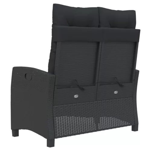  fekete polyrattan dönthető kerti pad párnával
