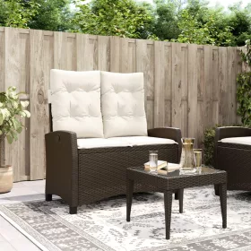  barna polyrattan dönthető kerti pad párnával