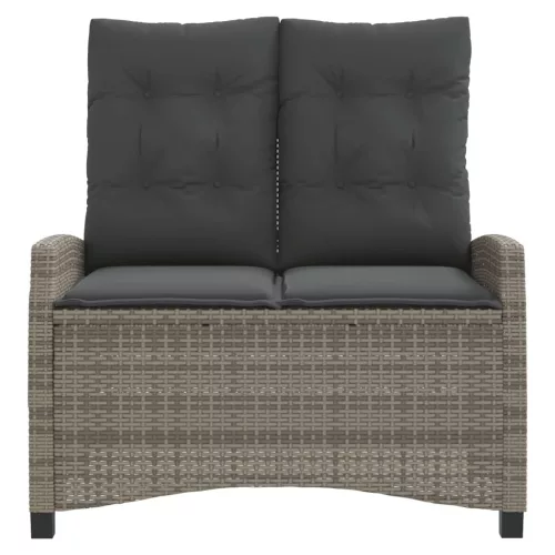  szürke polyrattan dönthető kerti pad párnával