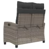  szürke polyrattan dönthető kerti pad párnával