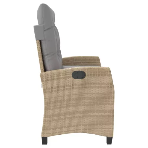  bézs polyrattan dönthető kerti pad párnával
