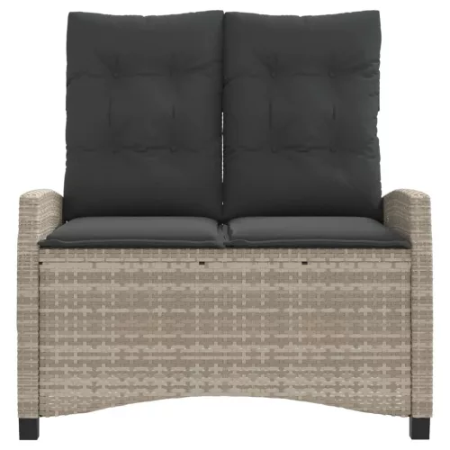  világosszürke polyrattan dönthető kerti pad párnával