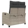  világosszürke polyrattan dönthető kerti pad párnával