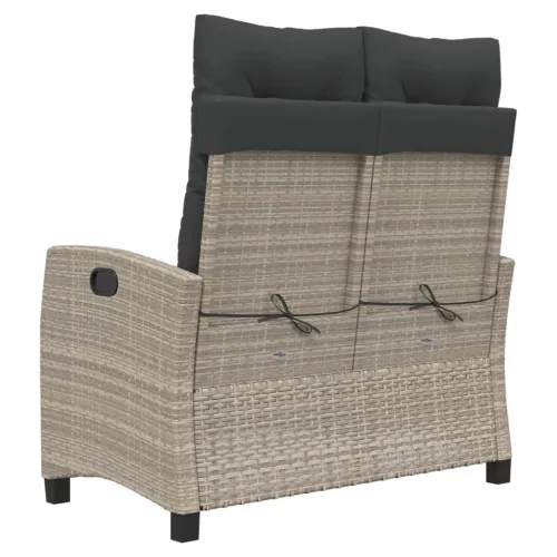  világosszürke polyrattan dönthető kerti pad párnával