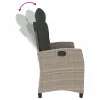  világosszürke polyrattan dönthető kerti pad párnával